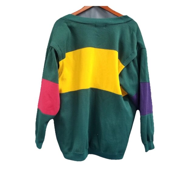 Energie Bi Vtg Currants Colorblock Sweatshirt Cardigan Sz Lg Retro 1990s 90s - Picture 4 of 7